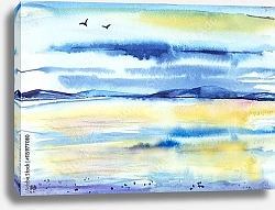 Постер Рассвет и чайки над морем