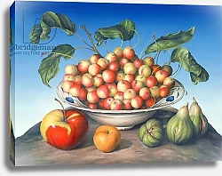 Постер Клейзер Амелия (совр) Cherries in Delft bowl with red and yellow apple