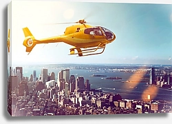 Постер Вертолет над городом