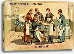 Постер Школа: Французская Хирургия. Копия цветной гравюры, 19-й век.