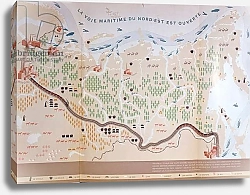 Постер Школа: Французская 20в. Map of Siberia showing the immense natural resources of the area and depicting a sea route which would open up trade, 1933