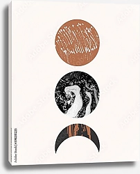Постер Формы луны и солнца с мраморными, гранжевыми текстурами