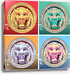 Постер Набор из четырех разноцветных сокетов со львом