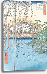Постер Утагава Хирошиге (яп) The Bridge with Wisteria or Kameido Tenjin Keidai, plate 57 from '100 Views of Edo', 1856
