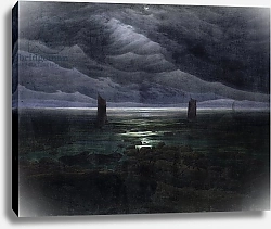 Постер Фридрих Каспар (Caspar David Friedrich) Sea Shore in Moonlight, 1835-36