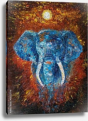 Постер Африканский слон на закате
