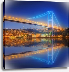 Постер Вид на Босфорский мост ночью в Стамбуле