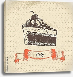 Постер Иллюстрация с кусочком торта