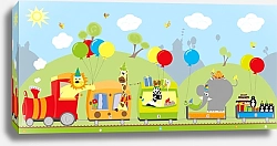Постер Паровоз с воздушными шарами