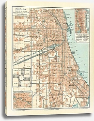 Постер Карта Чикаго, конец 19 в.