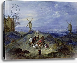 Постер Брейгель Ян Старший Landscape with Two Windmills, 1612
