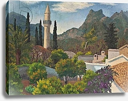 Постер Моррис Седрик (совр) Turkish Village with Mosque, Cyprus, 1967