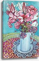 Постер Фивси Джоан (совр) Pink Lilies in a Jug, with Lace, 2000,