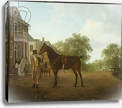 Постер Агассе Жак A Gentleman holding a Saddled Horse in a Street by a Canal