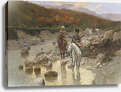 Постер Рубо Франц Казаки у горной речки 1892
