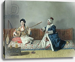 Постер Лиотар Жан Этьен Monsieur Levett and Mademoiselle Helene Glavany in Turkish Costumes
