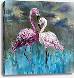 Постер Розовые фламинго