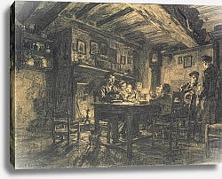 Постер Лермит Леон Family supper in the evening, 1883