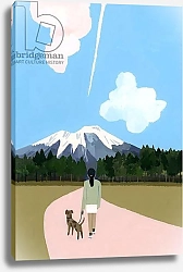 Постер Хируёки Исутзу (совр) Walk with dog and airplane cloud