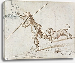 Постер Барлоу Франсис Man hunting with a pointed staff and a hound