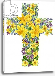 Постер Бентон Линда (совр) Floral Cross I, 1998