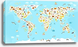 Постер Детская карта мира с животными №5