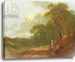 Постер Гейнсборо Томас Wooded Landscape with a Man Talking to Two Seated Women