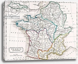 Постер Школа: Английская 19в. Map of France, Gallia Antique, from 'The Atlas of Ancient Geography', c.1829