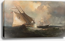 Постер Дэвидсон Юлиан Sailing boats in a storm by the American coast