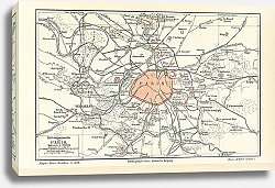 Постер Карта Парижа: крепости, конец 19 в.