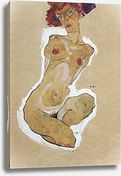 Постер Шиле Эгон (Egon Schiele) Обнаженная на корточках