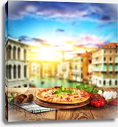 Постер Пицца рустика на фоне Италии
