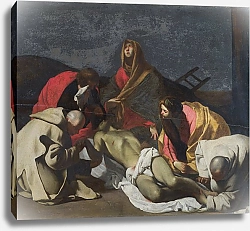 Постер Неизвестен Монахи и женщины молятся над мертвым Христом