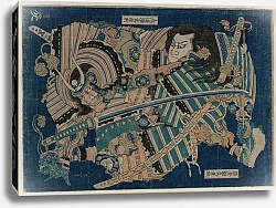Постер Хокусай Кацушика Kamakura no Gengoro Seizing Torinoumi Tasaburo