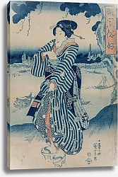 Постер Куниеси Утагава Geisha Standing on the Bank of the Sumida River