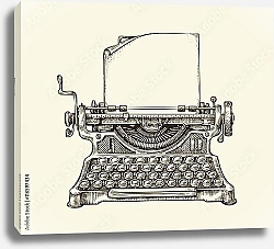 Постер Винтажная пишущая машинка с листком