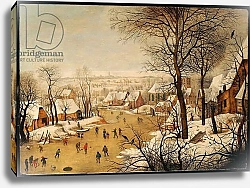 Постер Брейгель Питер Младший A Winter Landscape with Skaters and a Bird Trap