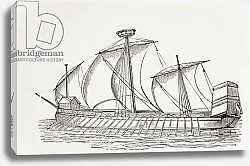 Постер Школа: Европейская Sixteenth Century Three-Masted Galley with Square Sails, c.1880