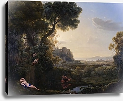 Постер Лоррен Клод (Claude Lorrain) Пейзаж с Нарциссом и Эхо