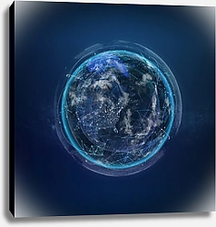 Постер Глобальная сеть спутниковой технологии земли