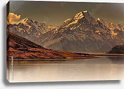 Постер Закат над горе Кука, Новая Зеландия