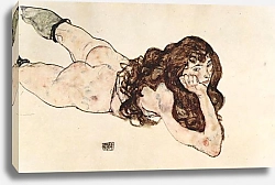 Постер Шиле Эгон (Egon Schiele) Лежащая обнаженная