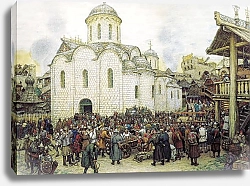 Постер Васнецов Аполлинарий Оборона Москвы от хана Тохтамыша. XIV век. 1918