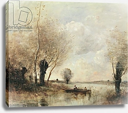 Постер Коро Жан (Jean-Baptiste Corot) Fishermen moored at a bank