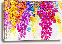Постер Красочные гроздья цветов орхидеи с бабочками