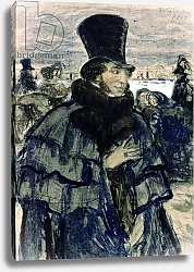 Постер Кустодиев Борис Portrait of Alexander Pushkin on the Neva Embankment, 1915
