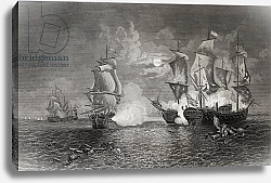 Постер Школа: Английская 19в. Action between Bonhomme Richard and the Serapis, 23rd September 1779