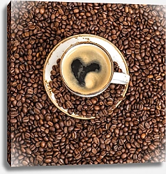 Постер Чашка кофе на зёрнах