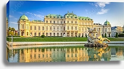 Постер Австрия, Вена. Замок Бельведер с фонтаном