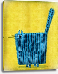 Постер Сикорский Андрей (совр) Синий трикотажный кот на желтом фоне